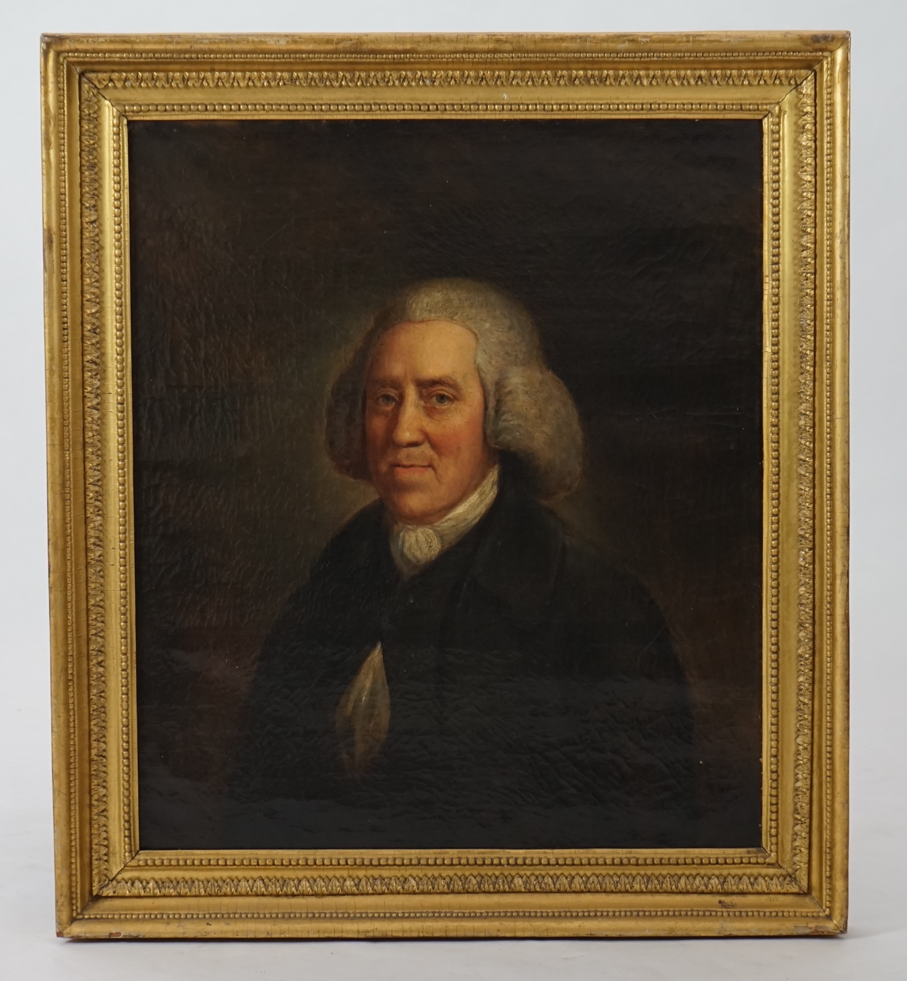 Late 18th century English School , Portrait of a gentleman wearing a black coat, oil on canvas, 72 x 62cm